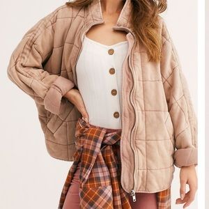 Free People Dolman Quilted Knit Jacket Champagne
